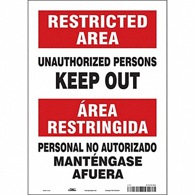 CONDOR 472Y08 Safety Sign 14 inx10 in Vinyl