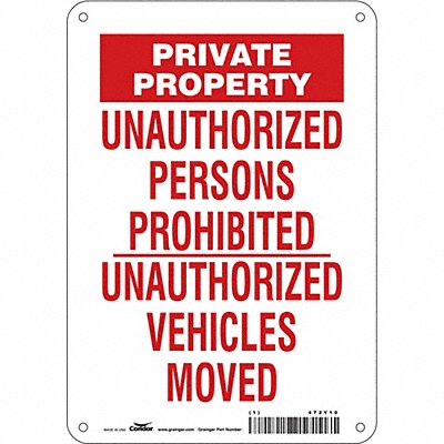 CONDOR 472Y10 Safety Sign 10 in x 7 in Aluminum