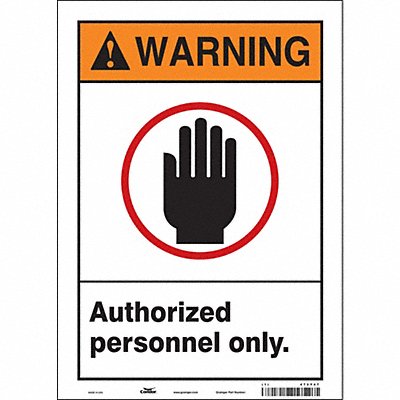 CONDOR 472Y47 Safety Sign 14 in x 10 in Vinyl