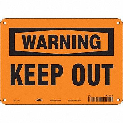 CONDOR 472Y86 Safety Sign 7 in x 10 in Aluminum