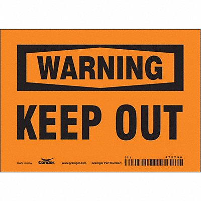 CONDOR 472Y90 Safety Sign 5 in x 7 in Vinyl