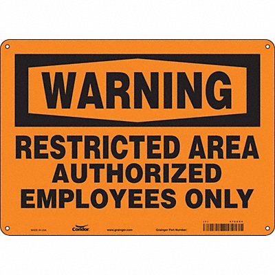 CONDOR 472Z04 Safety Sign 10 in x 14 in Polyethylene