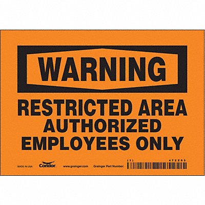 CONDOR 472Z05 Safety Sign 5 in x 7 in Vinyl