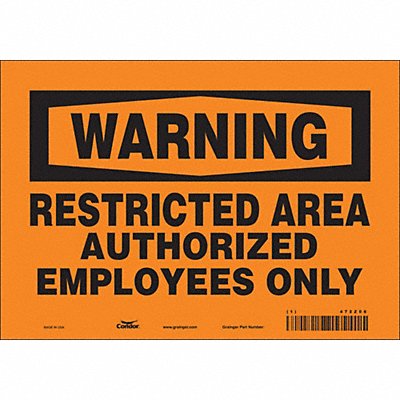 CONDOR 472Z06 Safety Sign 7 in x 10 in Vinyl