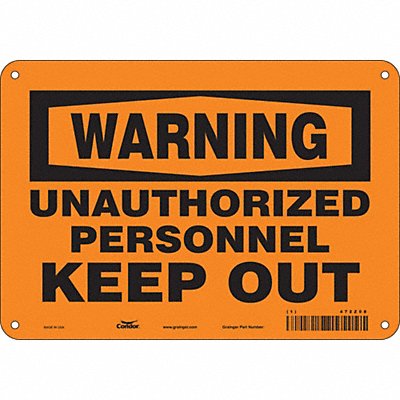 CONDOR 472Z08 Safety Sign 7 in x 10 in Aluminum