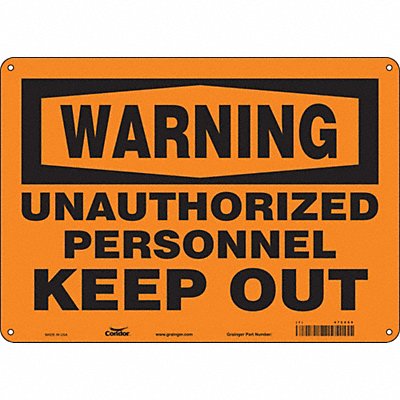 CONDOR 472Z09 Safety Sign 10 in x 14 in Aluminum