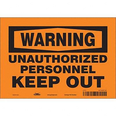 CONDOR 472Z14 Safety Sign 7 in x 10 in Vinyl