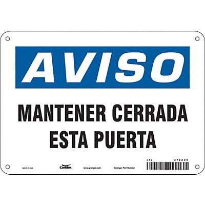 CONDOR 472Z29 Safety Sign 7 in x 10 in Aluminum