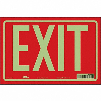 CONDOR 473A61 Safety Sign 8 in x 12 in Glow Vinyl