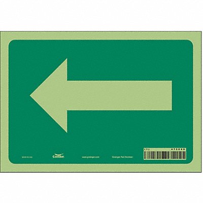 CONDOR 473C09 Safety Sign 7 in x 10 in Glow Vinyl