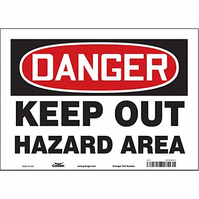 CONDOR 473D43 Safety Sign 10 in x 14 in Vinyl