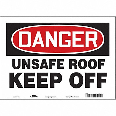 CONDOR 473D52 Safety Sign 10 in x 14 in Vinyl