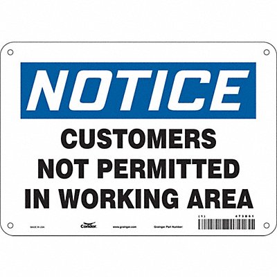 CONDOR 473D61 Safety Sign 7 in x 10 in Aluminum