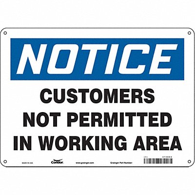CONDOR 473D62 Safety Sign 10 in x 14 in Aluminum