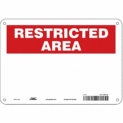 CONDOR 473D82 Safety Sign 7 in x 10 in Aluminum