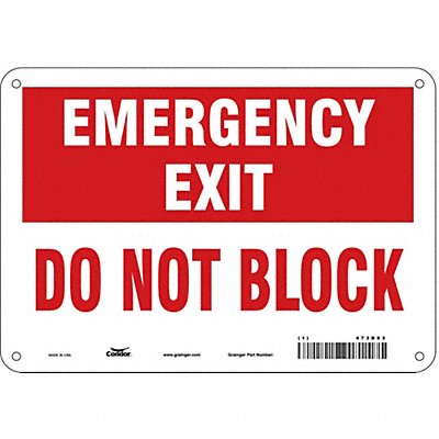 CONDOR 473D93 Safety Sign 7 in x 10 in Aluminum
