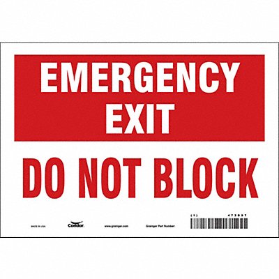 CONDOR 473D97 Safety Sign 7 in x 10 in Vinyl