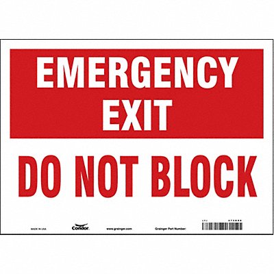 CONDOR 473D98 Safety Sign 10 in x 14 in Vinyl