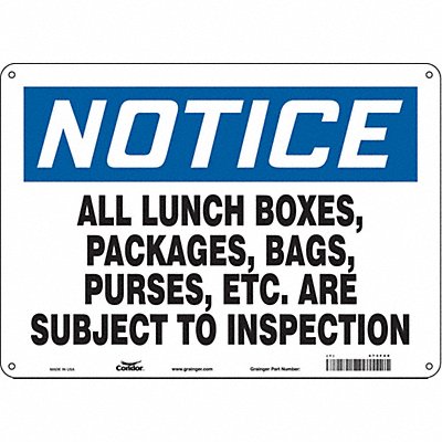 CONDOR 473F40 Safety Sign 10 in x 14 in Aluminum