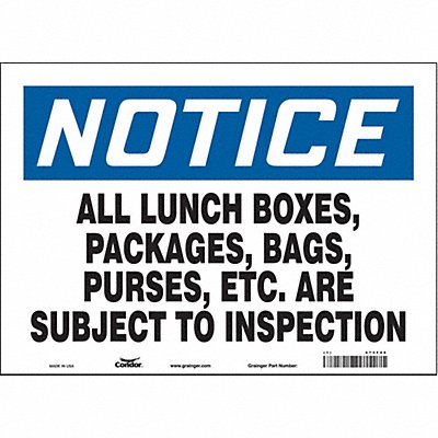 CONDOR 473F46 Safety Sign 10 in x 14 in Vinyl