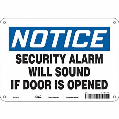CONDOR 473F51 Safety Sign 7 in x 10 in Polyethylene
