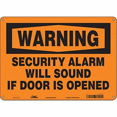 CONDOR 473F65 Safety Sign 10 in x 14 in Aluminum