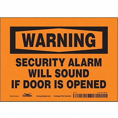 CONDOR 473F69 Safety Sign 5 in x 7 in Vinyl
