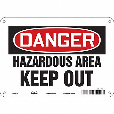 CONDOR 473F98 Safety Sign 7 in x 10 in Polyethylene