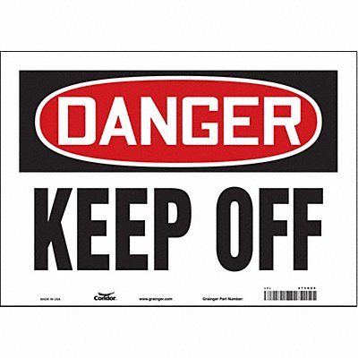 CONDOR 473G09 Safety Sign 10 in x 14 in Vinyl