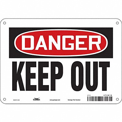 CONDOR 473G10 Safety Sign 7 in x 10 in Aluminum