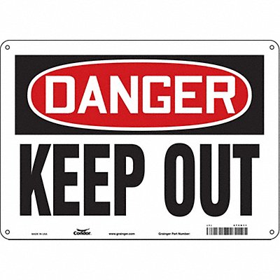 CONDOR 473G11 Safety Sign 10 in x 14 in Aluminum