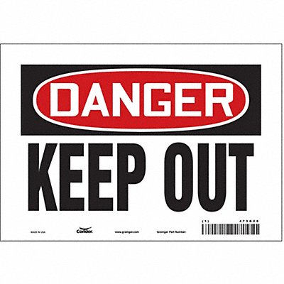 CONDOR 473G20 Safety Sign 7 in x 10 in Vinyl
