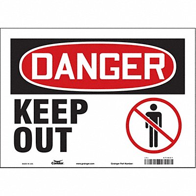 CONDOR 473G31 Safety Sign 10 in x 14 in Vinyl