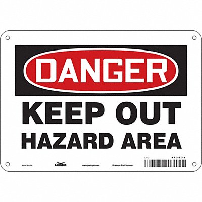 CONDOR 473G38 Safety Sign 7 in x 10 in Aluminum