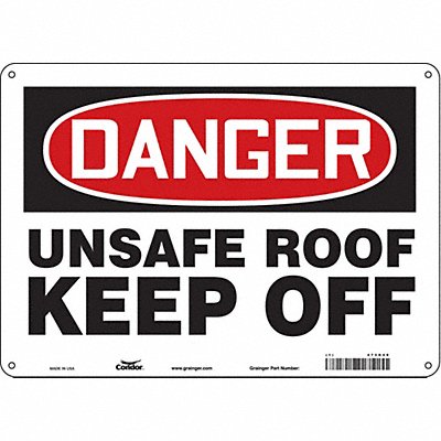 CONDOR 473G49 Safety Sign 10 in x 14 in Aluminum