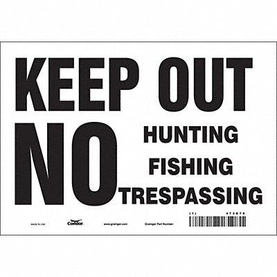 CONDOR 473G78 Safety Sign 7 in x 10 in Vinyl