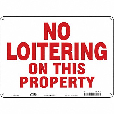 CONDOR 473H12 Safety Sign 10 in x 14 in Aluminum