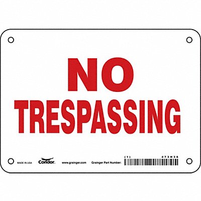 CONDOR 473H36 Safety Sign 7 in x 10 in Aluminum