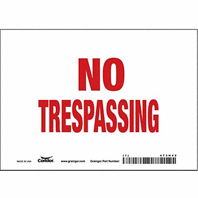 CONDOR 473H42 Safety Sign 5 in x 7 in Vinyl