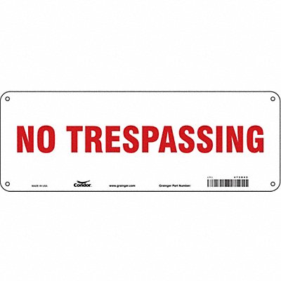 CONDOR 473H45 Safety Sign 5 in x 14 in Aluminum