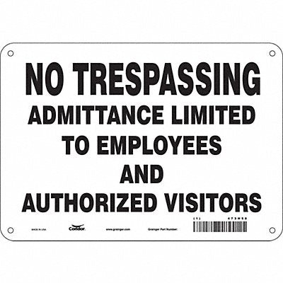 CONDOR 473H58 Safety Sign 7 in x 10 in Aluminum