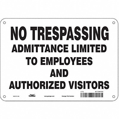 CONDOR 473H62 Safety Sign 7 in x 10 in Polyethylene