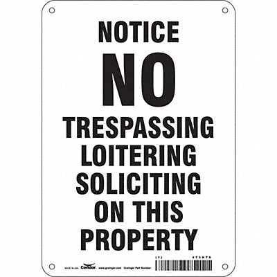 CONDOR 473H76 Safety Sign 10 in x 7 in Aluminum
