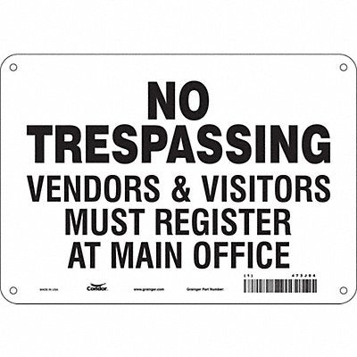 CONDOR 473J04 Safety Sign 7 in x 10 in Aluminum