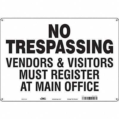 CONDOR 473J06 Safety Sign 14 in x 20 in Aluminum