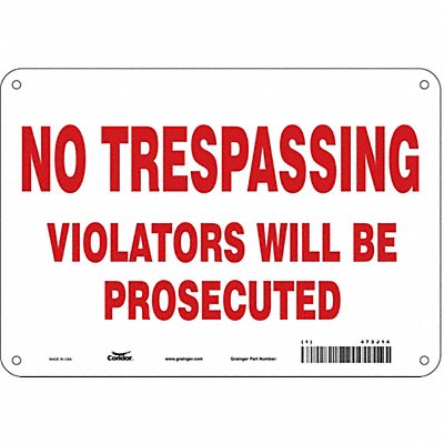 CONDOR 473J14 Safety Sign 7 in H x 10 in W Aluminum