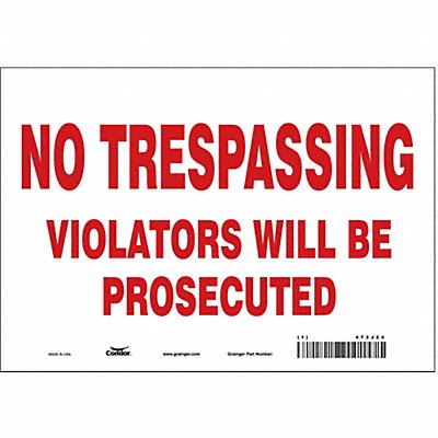 CONDOR 473J24 Safety Sign 7 in x 10 in Vinyl