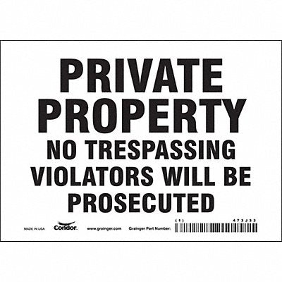 CONDOR 473J33 Safety Sign 5 in x 7 in Vinyl