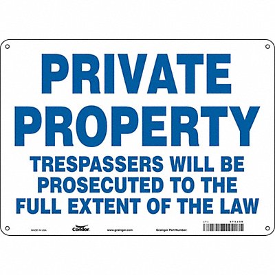 CONDOR 473J39 Safety Sign 10 in x 14 in Polyethylene