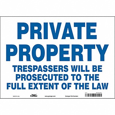 CONDOR 473J41 Safety Sign 10 in x 14 in Vinyl
